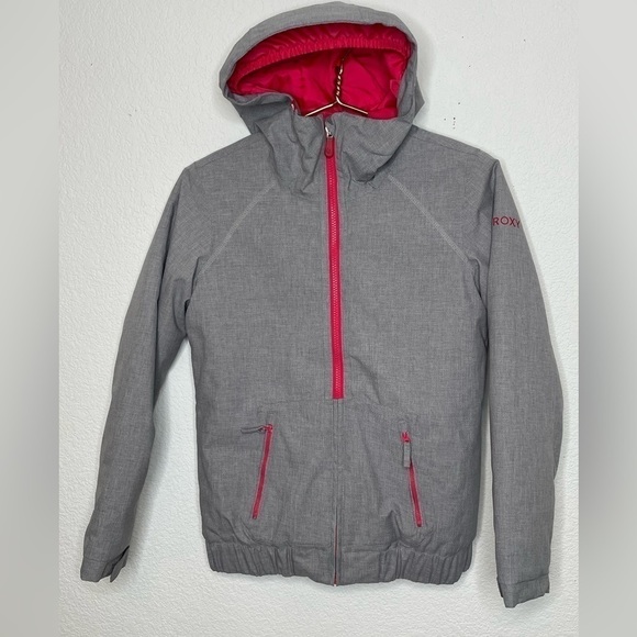 ROXY jacket snow ski girls youth large 12 gray and pink - Picture 1 of 7